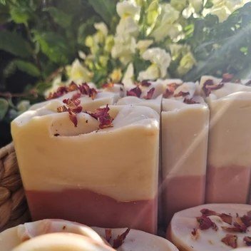 Handmade rose petal soap bars